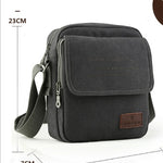 Black men's canvas shoulder bag with polyester lining