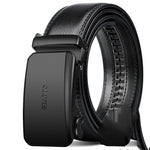 Black genuine leather ratchet belt for men