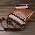 Black men's business messenger bag with secure zipper closure