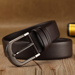 Black men's casual pin buckle belt for jeans and trousers