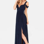Floor-length elegant pleated dress for women with a graceful flowing design