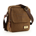 Gray canvas crossbody shoulder bag for men