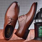 Side view of men's black pointed toe casual shoes