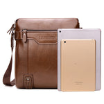 Front view of a men's business messenger bag with zipper closure
