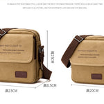 Front view of a men's canvas crossbody shoulder bag