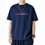 Front view of men's casual loose-fit mesh short-sleeve T-shirt
