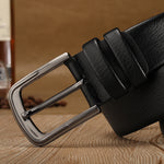 Back view of men's casual adjustable pin buckle belt