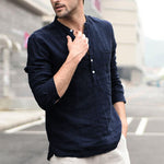Men's casual plaid button-up shirt with turn-down collar