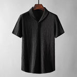 Men's casual outfit featuring comfortable drawstring trousers and short sleeve top