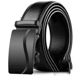 Front view of men's genuine leather automatic buckle belt