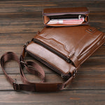 Side view of a men's casual messenger bag with adjustable strap