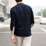 Back view of men's casual plaid short-sleeve shirt