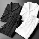 Men's relaxed-fit summer clothing with short sleeve top and trousers