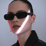 Front view of retro small frame candy color sunglasses for women
