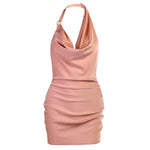 Women's V-neck satin mini dress with adjustable straps