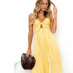 Women’s summer long sleeveless dress designed for elegant warm-weather styling